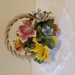 Vintage Capodimonte Flower Basket